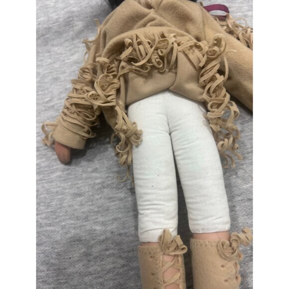 Many Stars Native Indian Porcelain Girls Doll Black Hair Brown Dress - Picture 7 of 11